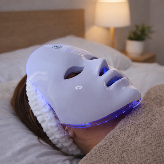 Máscara Facial LED com 7 Cores – Fototerapia para Rejuvenescimento, Clareamento e Poros Encolhíveis